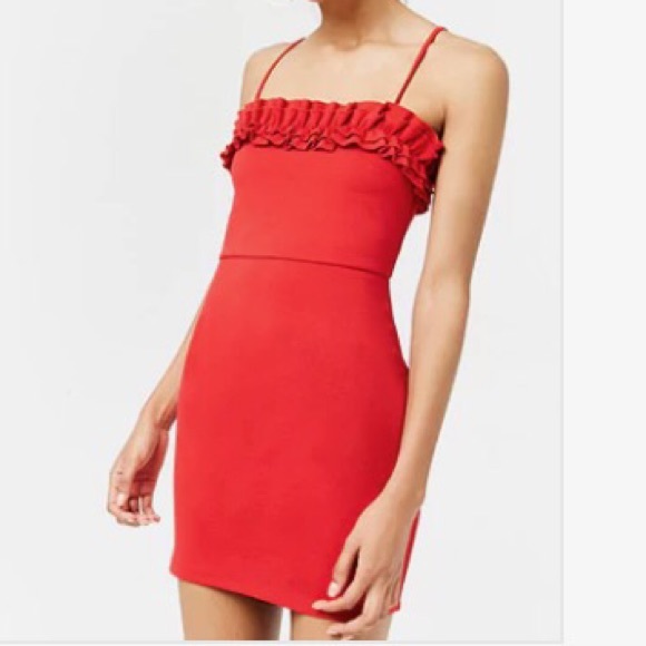 red ruffle dress forever 21